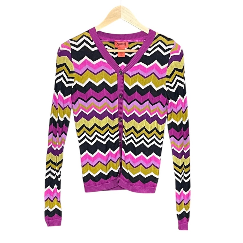 Missoni x Target Purple Chevron Zigzag V-Neck Long Sleeve Cardigan Sweater XS